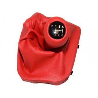 Topuzlu Vites Körüğü E46 -6 İleri- Man.Şanz; Kırmızı Suni Deri Işıklı