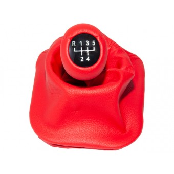 Topuzlu Vites Körüğü E34 -5 İleri- Man.Şanz; Kırmızı Suni Deri