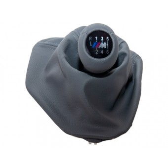 Topuzlu Vites Körüğü E39 -6 İleri- Man.Şanz; Gri Suni Deri Işıklı -///M-