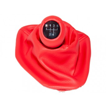 Topuzlu Vites Körüğü E39 -5 İleri- Man.Şanz; Kırmızı Suni Deri Işıklı