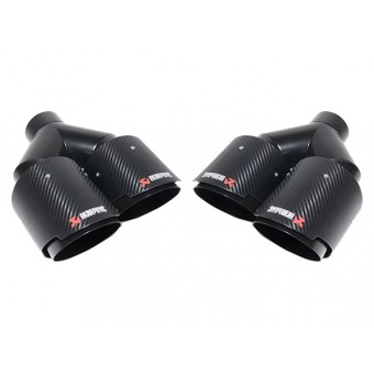 Egzoz Ucu Universal Çiftli 89mm; Siyah (OEM-Kalite) -AKRAPOVIC-