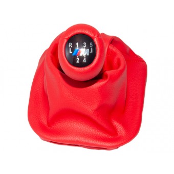 Topuzlu Vites Körüğü E34 -5 İleri- Man.Şanz; Kırmızı Suni Deri -///M-