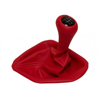 Topuzlu Vites Körüğü E39 -5 İleri- Man.Şanz; Kırmızı Suni Deri