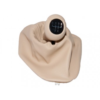 Topuzlu Vites Körüğü E39 -5 İleri- Man.Şanz; Bej Suni Deri Işıklı