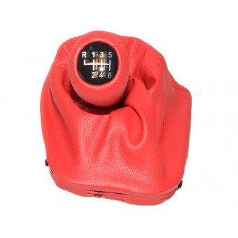 Topuzlu Vites Körüğü E46 -6 İleri- Man.Şanz; Kırmızı Suni Deri