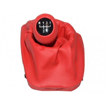 Topuzlu Vites Körüğü E46 -5 İleri- Man.Şanz; Kırmızı Suni Deri